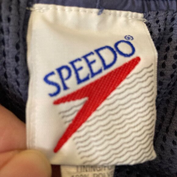 Mens Vintage Speedo Swim Trunks Blue Gray XL Cotton Nylon Polyester - Picture 7 of 8